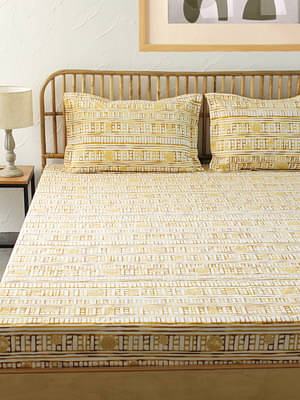 House This Sanchi King Bedsheet Set (Yellow) image